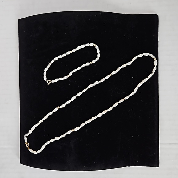 14K Bundle Seed Pearl/Gold Ball Necklace/Bracelet Set - Picture 1 of 5